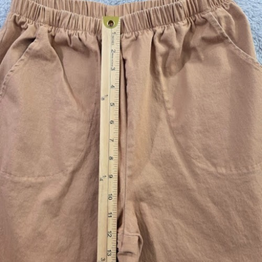 Denim & Co Cropped Pants Womens Medium Camel Elastic Waist Pull On Pockets Ankle - Picture 7 of 12